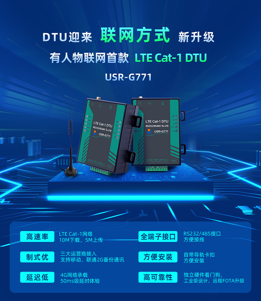 PP电子官网网首款LTE Cat-1 DTU——USR-G771，今天发售